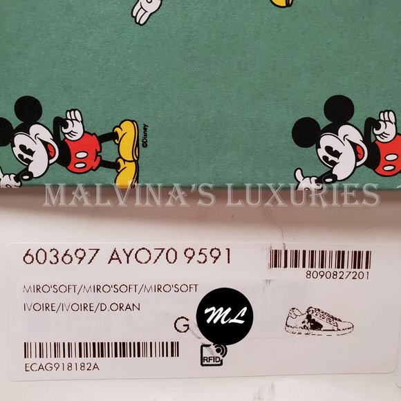 GUCCI SNEAKERS MENS LEATHER DISNEY ACE MICKEY MOUSE SIGNATURE SHOES - Picture 3 of 16